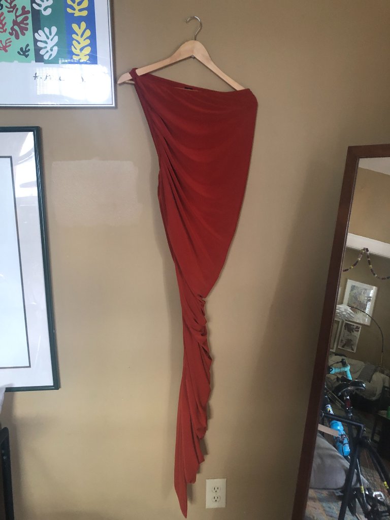 Norma Kamali One-Shoulder Ruched Midi Dress In Burnt Orange — image 6 of 8